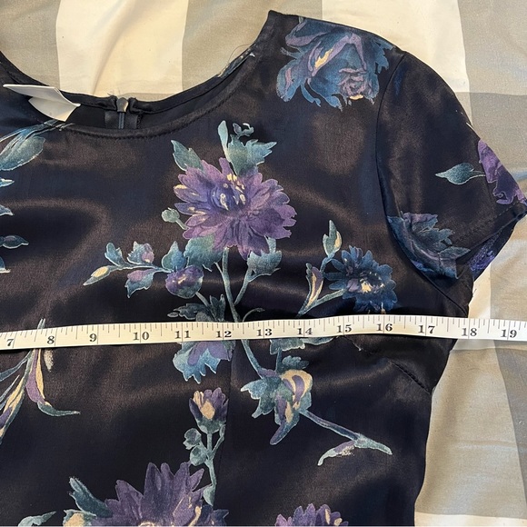 Laura Ashley 90s Vintage Satin Dark Floral Short Sleeve Maxi Dress Size 6 - Picture 9 of 10